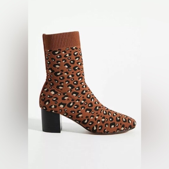 Anthropologie Silent D Camorra Leopard print knit sock boots Size 39/8.5 - Picture 5 of 16